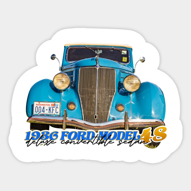 1936 Ford Model 48 Deluxe Convertible Sedan Sticker by Gestalt Imagery